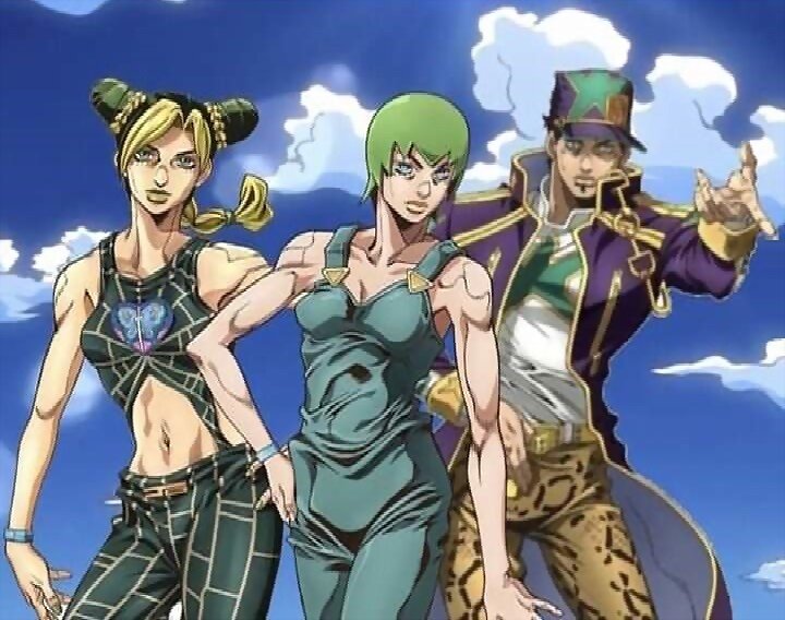 Jolyne, F.F. y Jotaro Kujo (Jojo's Bizarre Adventu
