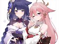 Shogun Raiden y Yae Miko (Genshin Impact)