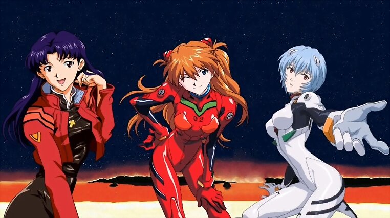 Misato, Asuka y Rei (Evangelion)