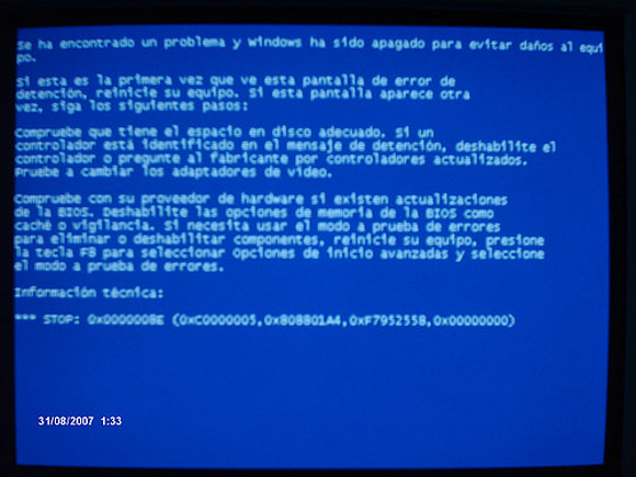 Pantallazo azul de la muerte