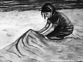ni&ntilde;a jugando en la playa