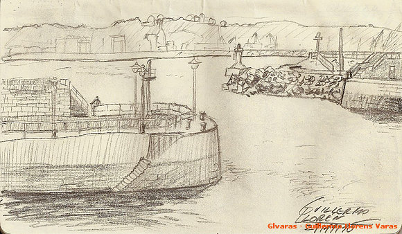 Cuaderno de campo: entrada al puerto de Gijón