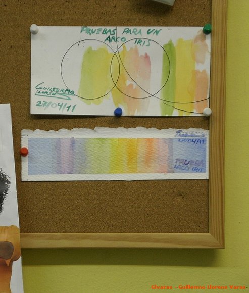 Pruebas de color para hacer un arco iris