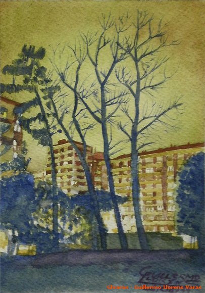 Nocturno: Avenida de Castilla desde el Parque