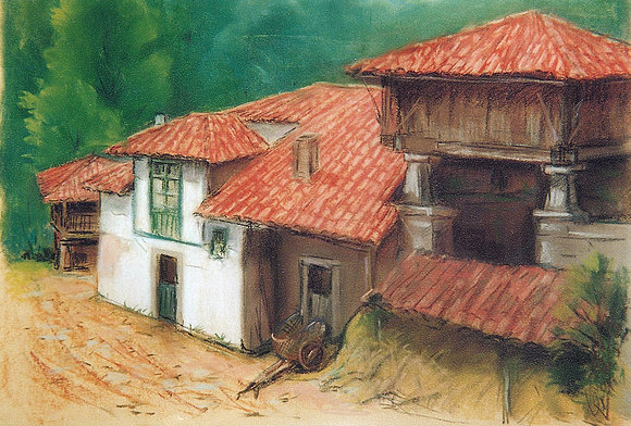 Casa con dos hórreos