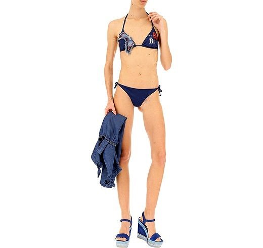 Sandalias cuña baño 2 tiras en azul