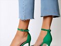 Sandalias tacon 2 tiras en verde