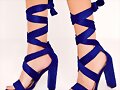 Sandalias tacon de cinta en azul