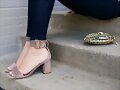 Sandalias tacon media dos tiras con hebilla