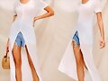 Sandalias tacon 3 tiras en blanco