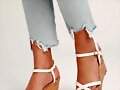 Sandalias cu&ntilde;a en X en blanco