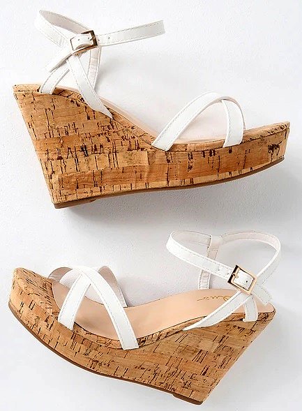 Sandalias cuña en X en blanco