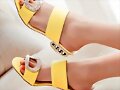 Sandalias tacon de tanque 2 tiras amarillo
