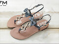 Sandalias planas con lacito, en azul marino