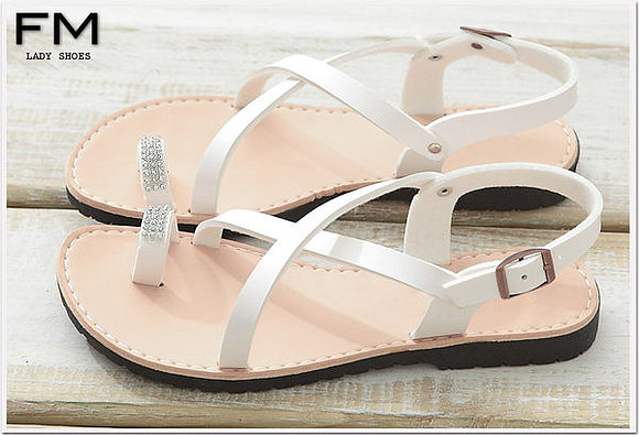 Sandalias dedo en X, en blanco (detalle lateral)