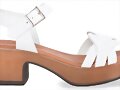 Sandalias tacon medio cuadrado en blanco