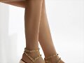 Sandalias cu&ntilde;a 3 tiras con pedreria