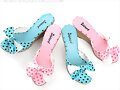 Sandalias cu&ntilde;a lacito c/topos, en azul y en rosa