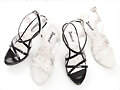 Sandalias tac&oacute;n doble X, en blanco y en negro