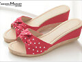 Sandalias cu&ntilde;a nudo en rojo a topos (lateral)