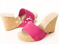 Sandalias cu&ntilde;a 1 tira en rosa, por delante y detr&aacute;