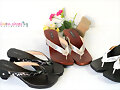 Sandalias japonesas tac&oacute;n rueda (marr&oacute;n y negro)