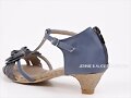 Sandalias retro tac&oacute;n corto, en azul (posterior)