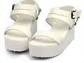 Sandalias plataforma y doble hebilla en blanco (fr