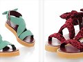 Sandalias planas en X con lacito, en verde y en ma