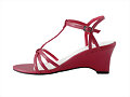 Sandalias cu&ntilde;a de tiras, en rojo burdeos (lateral)