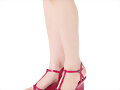 Sandalias cu&ntilde;a de tiras, en rojo burdeos (lateral)