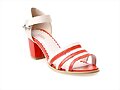 Sandalias tac&oacute;n tal&oacute;n cubierto en rojo y blanco