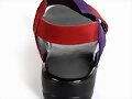 Sandalias planas tiras bicolor, en rojo y negro (p