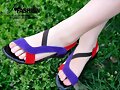 Sandalias planas tiras tricolor