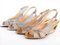 Sandalias cu&ntilde;a de vidrio, en dorado y en plateado