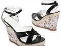 Sandalias cu&ntilde;a c/plataforma, en X, en negro