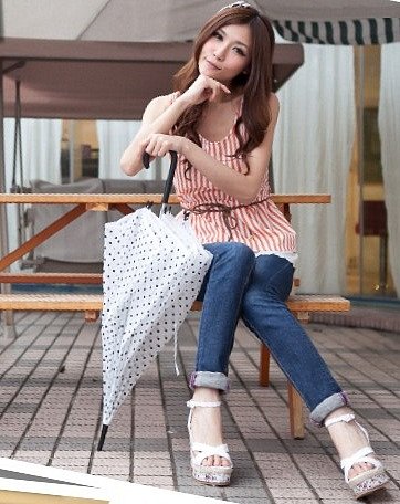 Sandalias cuña c/plataforma, en X, en blanco (fron
