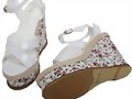 Sandalias cu&ntilde;a c/plataforma, en X, en blanco (suel