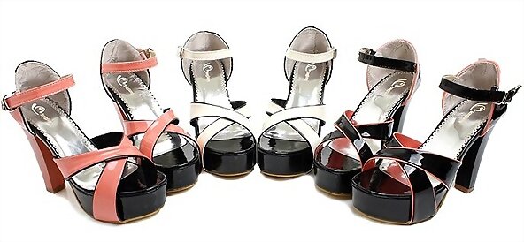 Sandalias tacón retro en X, en tres colores