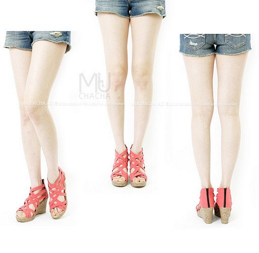 Sandalias cuña 4X Muchacha, en rojo (f. y p.)