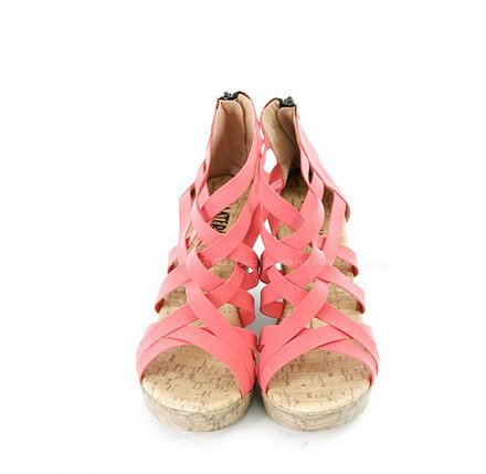 Sandalias cuña 4X Muchacha, en rojo (det. front.