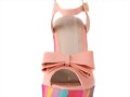 Sandalias cu&ntilde;a charol, con lacito, en rosa (front.