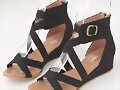 Sandalias planas tal&oacute;n cubierto doble X, en negro