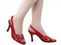 Sandalias tac&oacute;n en X, en rojo (lateral)