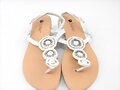 Sandalias planas de dedo, en blanco (frontal)