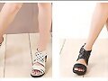 Sandalias entrelazadas media cu&ntilde;a, en bl. y en neg