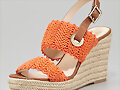 Sandalias cu&ntilde;a de 3 tiras, en naranja