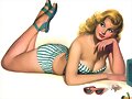 Sandalias planas retro de ba&ntilde;o de doble tira, azul