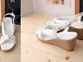 Sandalias cu&ntilde;a cruzadas, en blanco (detalle)