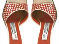 Sandalias tac&oacute;n de 1 tira, en cuadros rojo y blanc